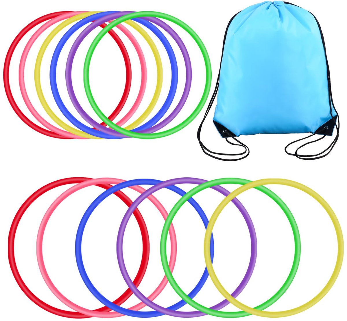Kunststof Toss Ringenset 12 Stuks - Voor Binnen en Buiten - 15 cm - 6 Kleuren