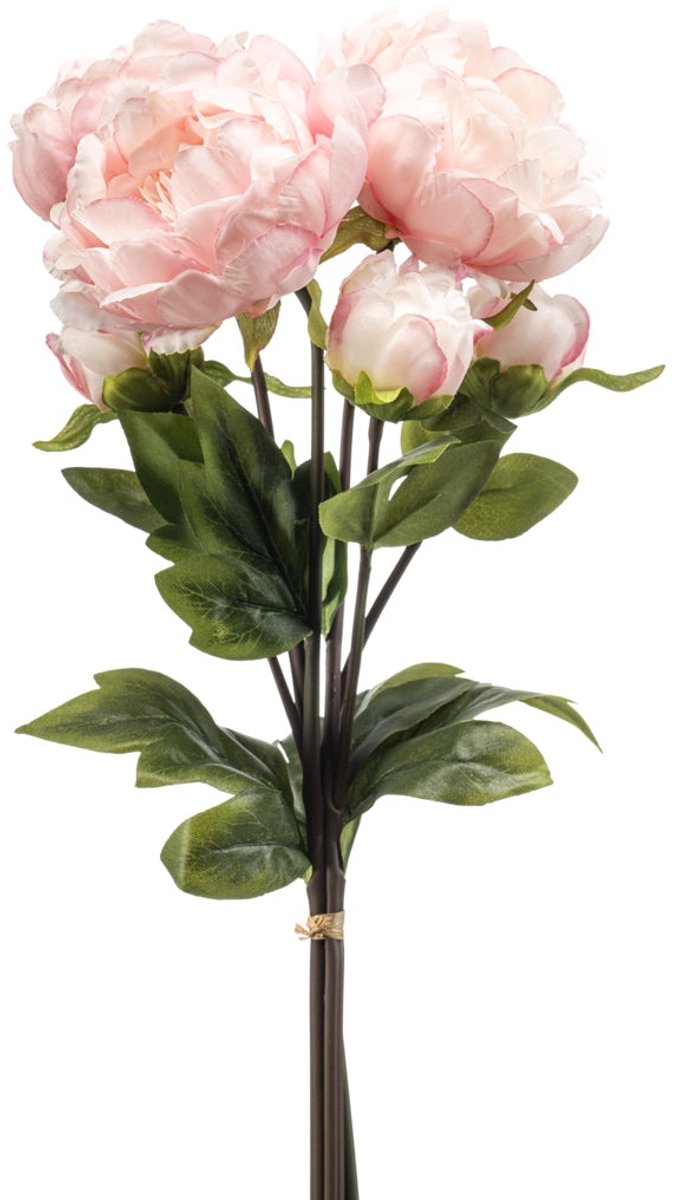 Emerald - Kunstbloem Pioenroos Bundel 50cm licht roze - Kunstplant voor binnen
