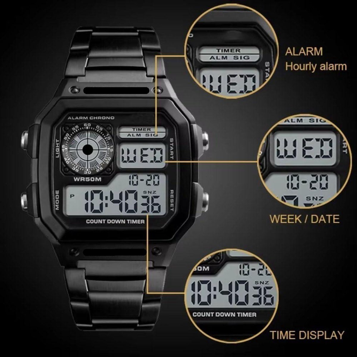 Allecto plus - Modehorloge voor heren met roestvrijstalen band, waterdicht en stijlvol - inclusief horlogebox