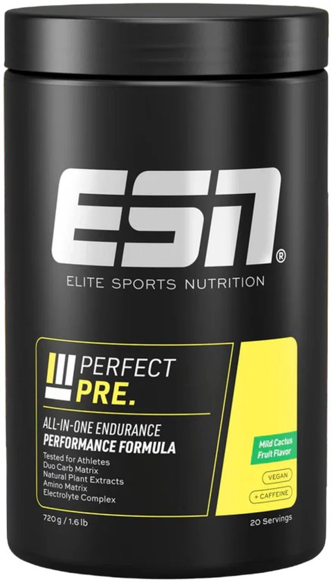 Foto: Esn perfect pre smaak mild cactus fruit pre workout booster met watts up cordyceps galangal energie kracht focus 720g 20 porties 