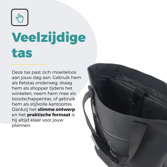 Voltano E-bike City Shopper Enkele Fietstas - Zwart - 22 Liter - Laptopvak - 100% Waterdicht van Voltano — afbeelding 4