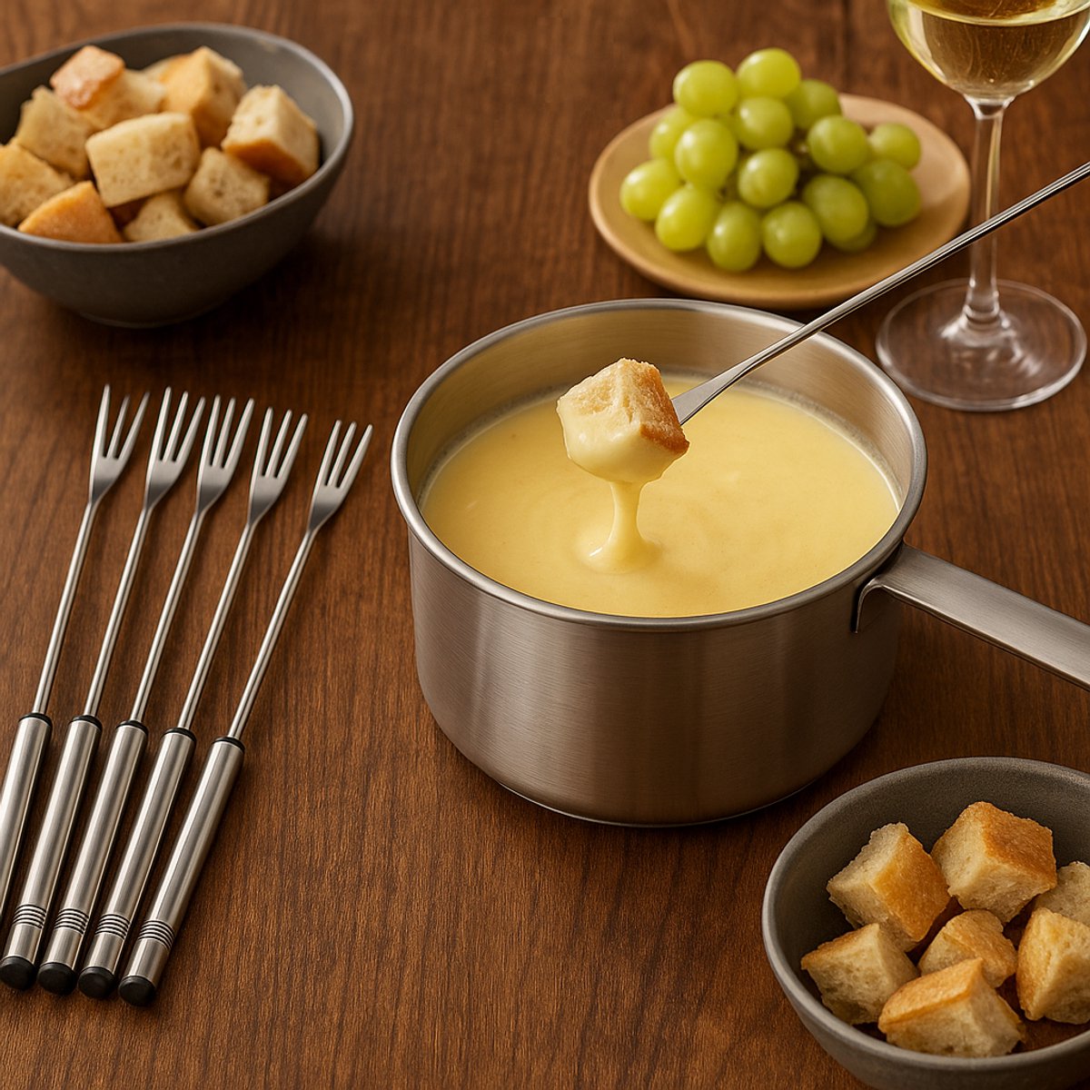 Luxe Fonduevorken RVS – Set van 6 stuks – 26,5 cm – Met Markeringen op Handvat – Fondue Vorken voor Kaasfondue, Chocoladefondue & Vleesfondue – foto 4