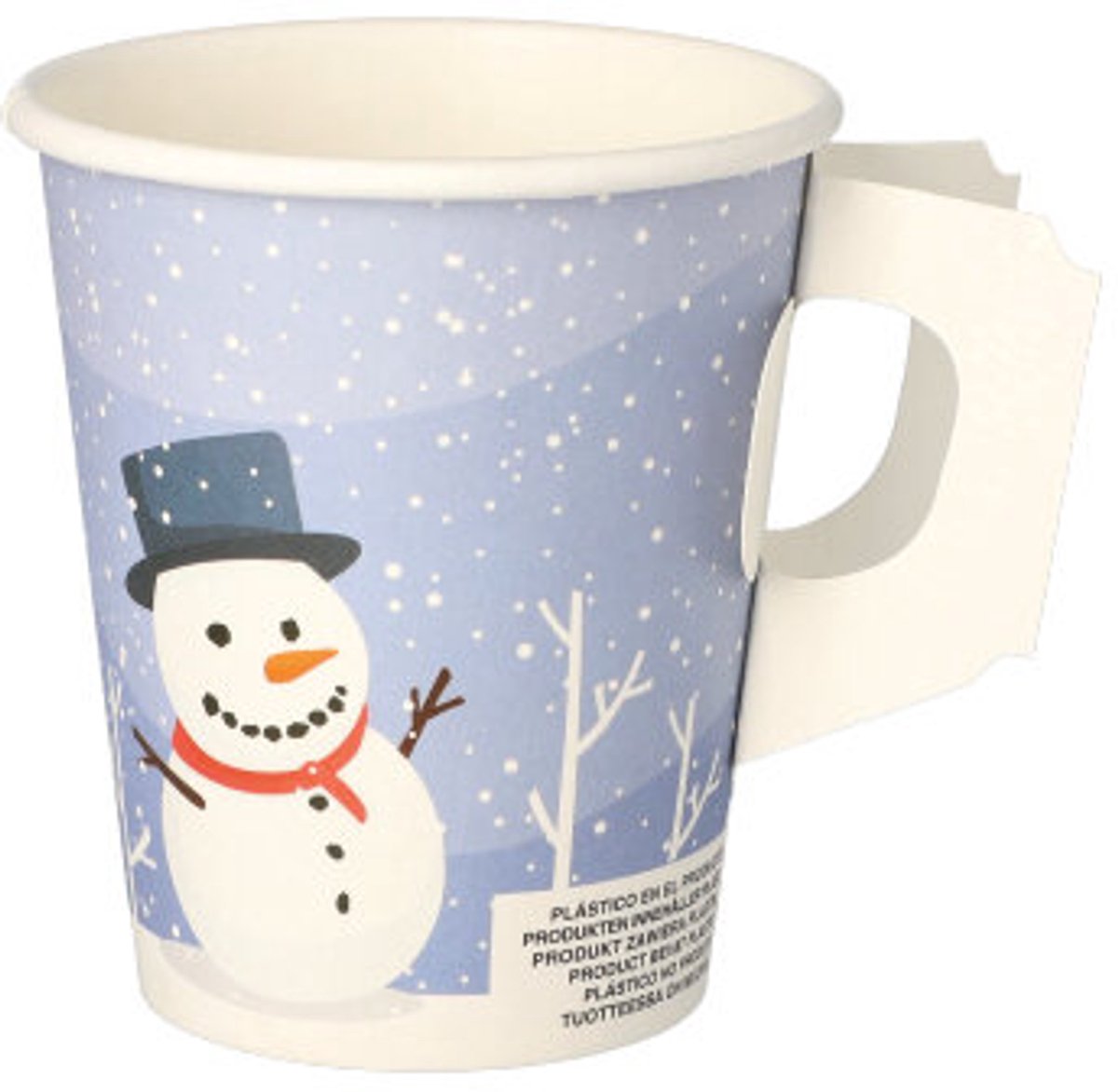 Image of 50 Drinkbekers met handgreep, karton 0,2 l Ø 8 cm · 9,3 cm Snowman