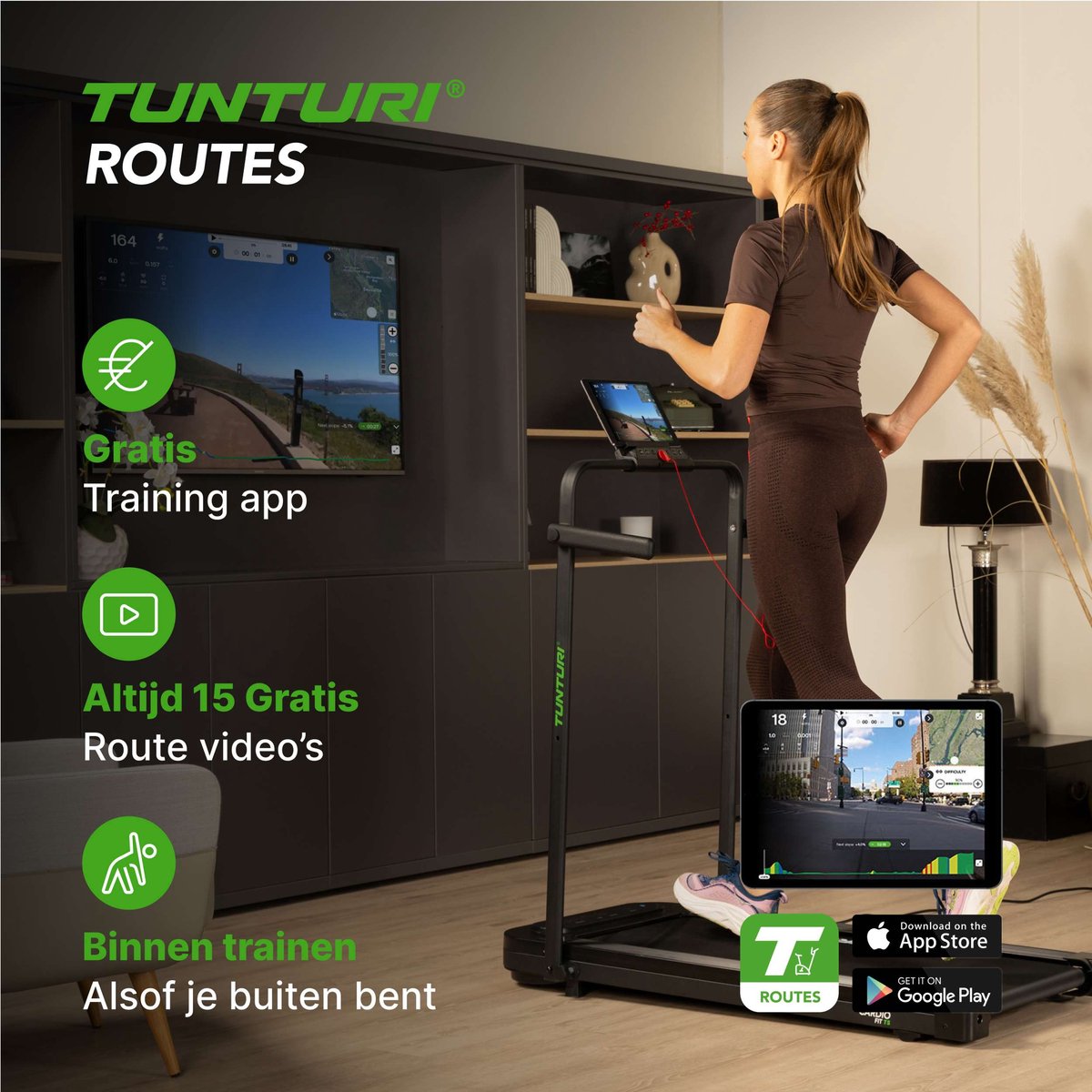 Afbeelding 3 van Tunturi Cardio Fit T5 Loopband - Hardloopband met bluetooth - Wandelband- 14 programma's - Inklapbaar - Walking pad - Compact - 1 tot 8 km/u - EU veiligheid gecertificeerd - Incl Gratis app