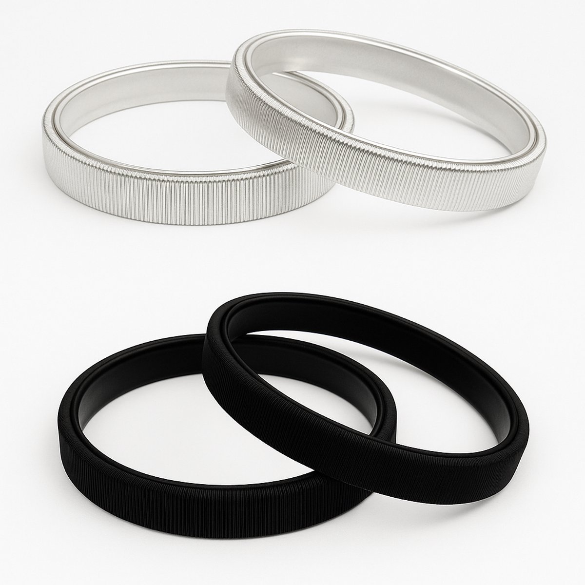 Estacks® - Set Van 2 paar Mouwophouders Zwart & Zilver - 20cm - Metaal