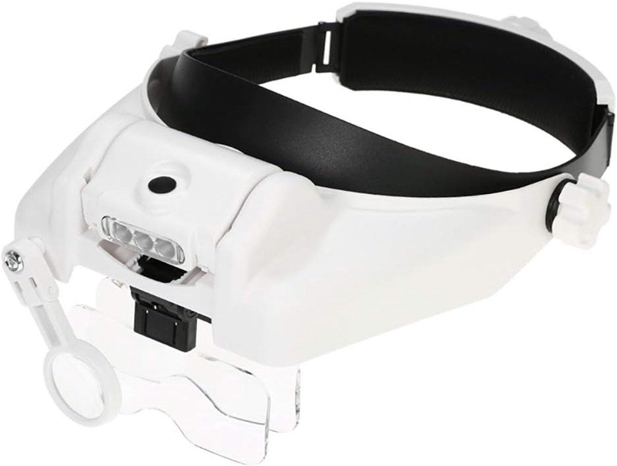 Verlicht vergrootglas voor nauwkeurig werk, op het hoofd gemonteerd vergrootglas met 3 LED's voor sieraden, 1x-14x zoom, handsfree verlichte bril, headset voor lezen, naaien en horlogereparatie