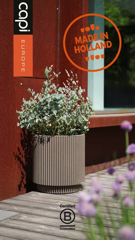 Capi Europe - Bloempot bol Groove NL - 54x52 - Warm taupe - Opening 54 - Bloempot voor binnen en buiten - KGVWT935