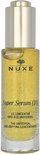 Nuxe Super Serum flesje met gouden serum en druppelaar.