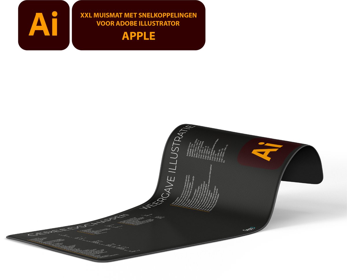 XXL Muismat - Shortkeys Adobe Illustrator voor Mac of Macbook - 90cm x 40cm - Ook Geschikt voor Gaming Muismat
