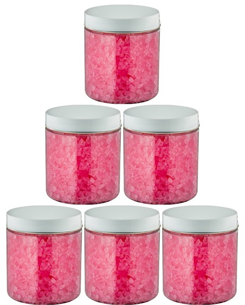 Claudius Badzout Rozen - 300 gram - Pot met witte deksel - set van 6 stuks