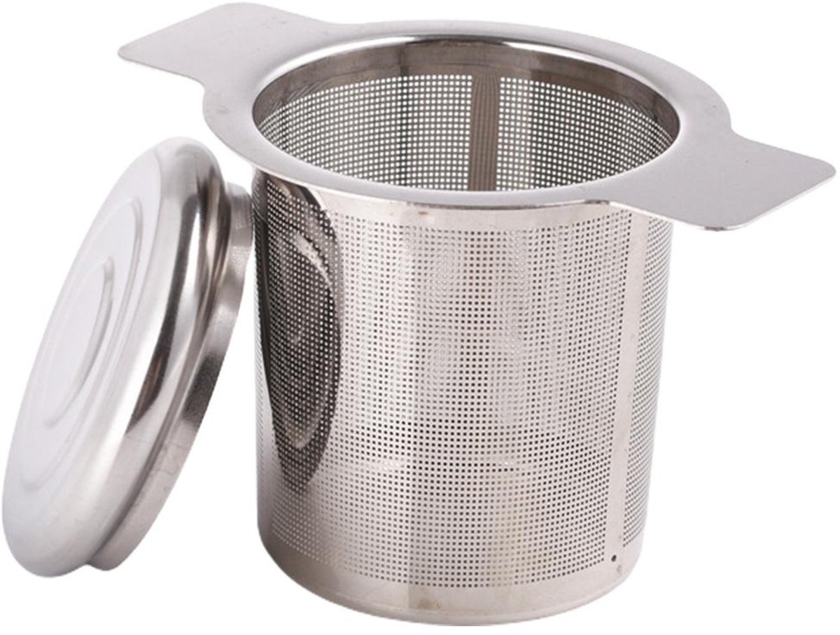 Theezeefje RVS – 1 Stuks Fijnmazige Theefilter met Opvouwbaar Handvat – Herbruikbare Theebladzeef voor Mokken, Kopjes en Theepotten – Losse Thee Accessoire