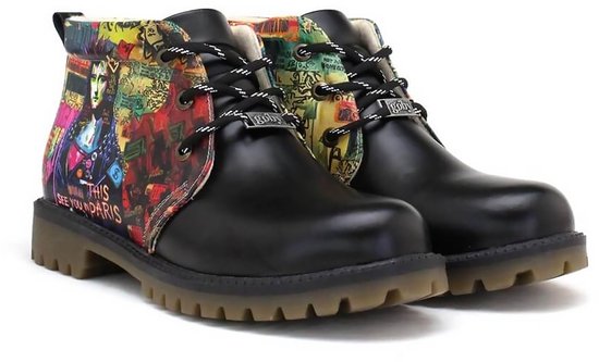 GOBY – Bottes pour femmes femme Paris Graffiti – Fait main et vegan – Urbaines et artistiques – Pointure 40