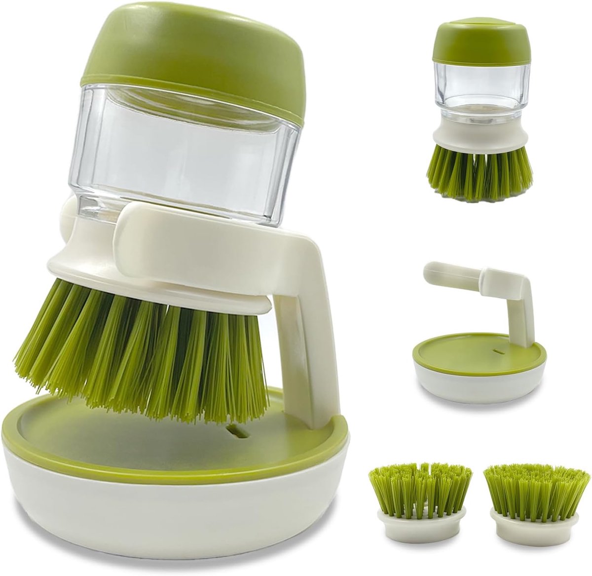Crrynuo Groene Keuken Schoonmaakborstel Met Zeepdispenser 3-in-1 Afwasborstel