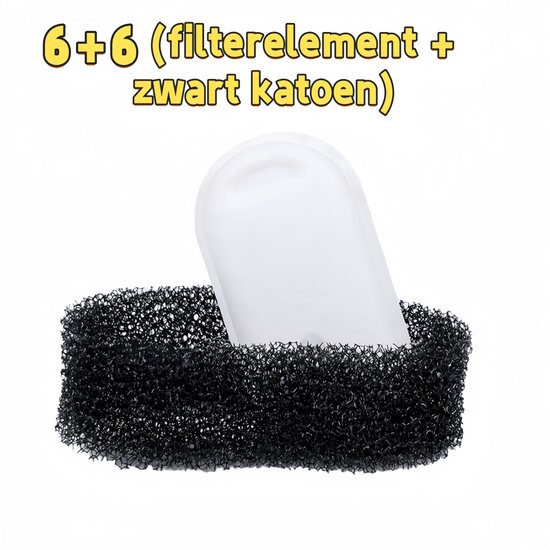 1 stuk - Filter voor waterdispenser voor huisdieren - Geschikt voor waterdispensers voor katten en honden - 6+6 (filterelement + zwart katoen)