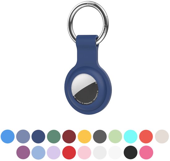 Foto: Juall sleutelhanger geschikt voor apple airtag siliconen houder hoesje hanger donkerblauw