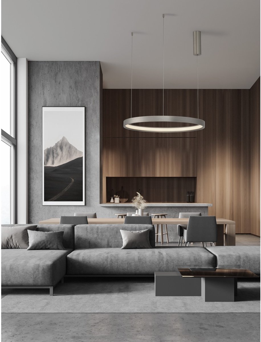Lyora Ronde hanglamp Perrine zilvergrijs Ø 60cm - 9345618