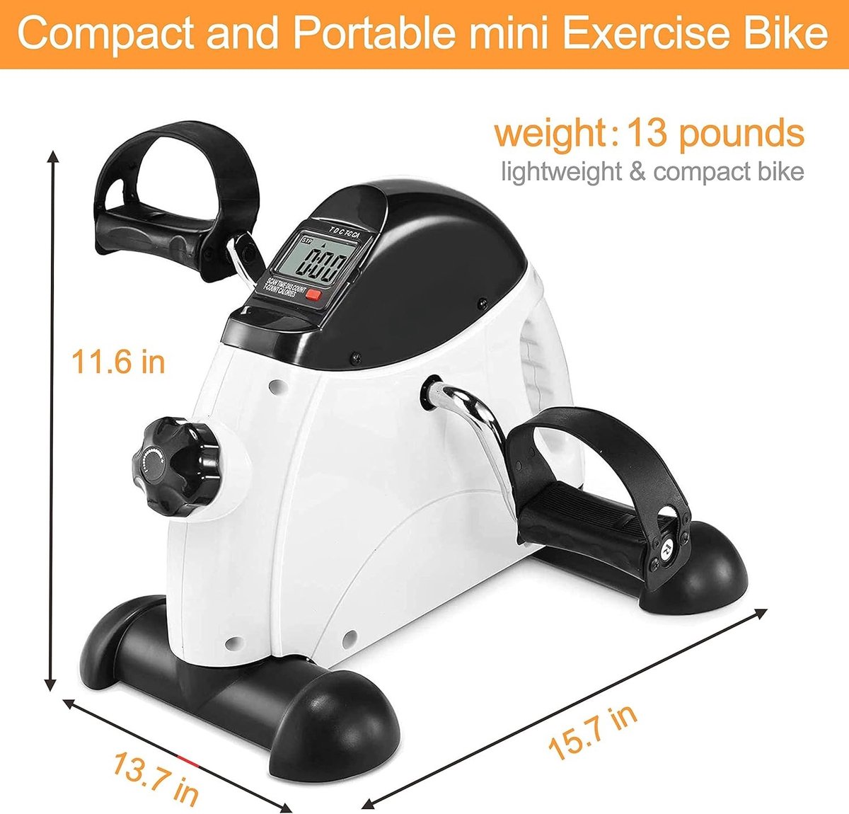 SNJY® Stoelfiets Mini Hometrainer Bureaufiets Wit - afbeelding 3