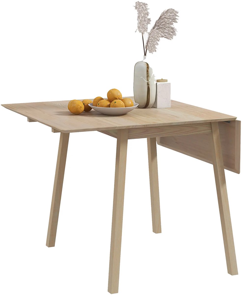 Pugsdrly Eettafel Klaptafel Keukentafel, 2 uitklapbare bladen, 110 x 86 x 75 cm, naturel