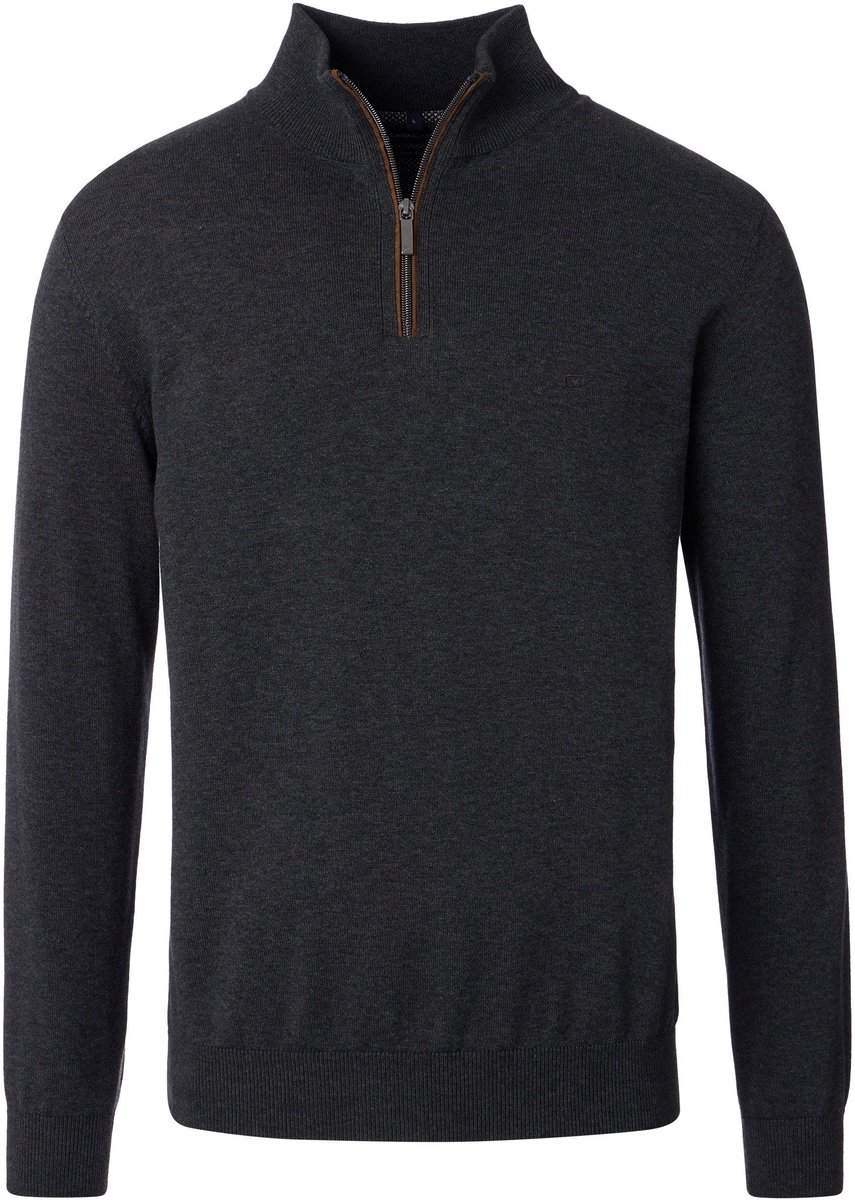 CASAMODA Halfzip Trui Solid Antraciet - Maat 4XL - Heren - Quarter zip