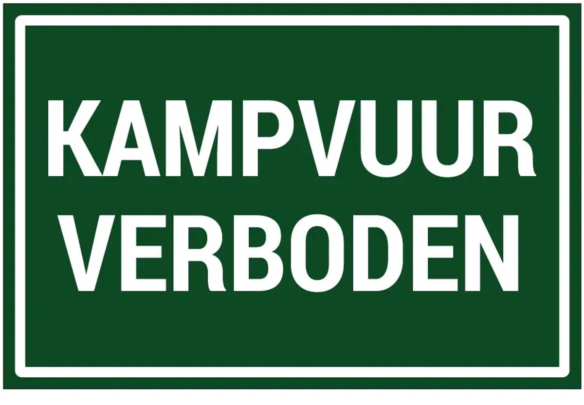 Kampvuur verboden sticker | 30 x 20 cm