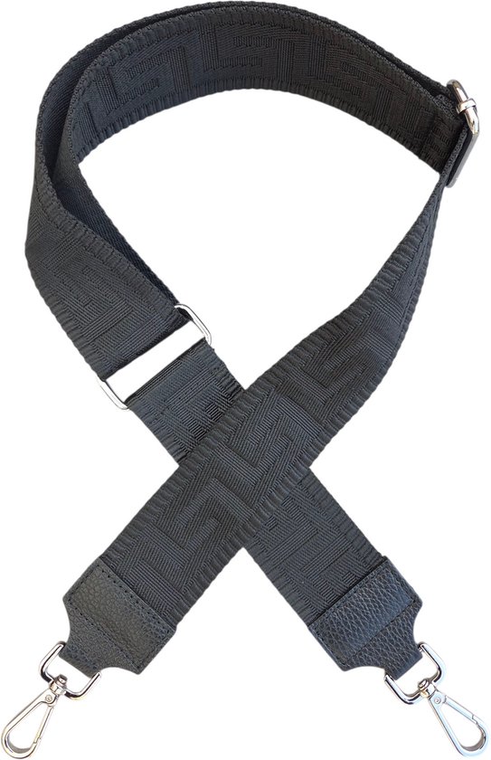 Courroie de sac - Bag Strap - Courroie de sac - Sangle de sac - Sac pour dames - Noir - Argent - Réglable - 130 cm