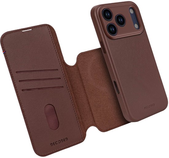 Selencia Echt Leren Bookcase voor de Apple iPhone 17 Pro Max - Air Blue