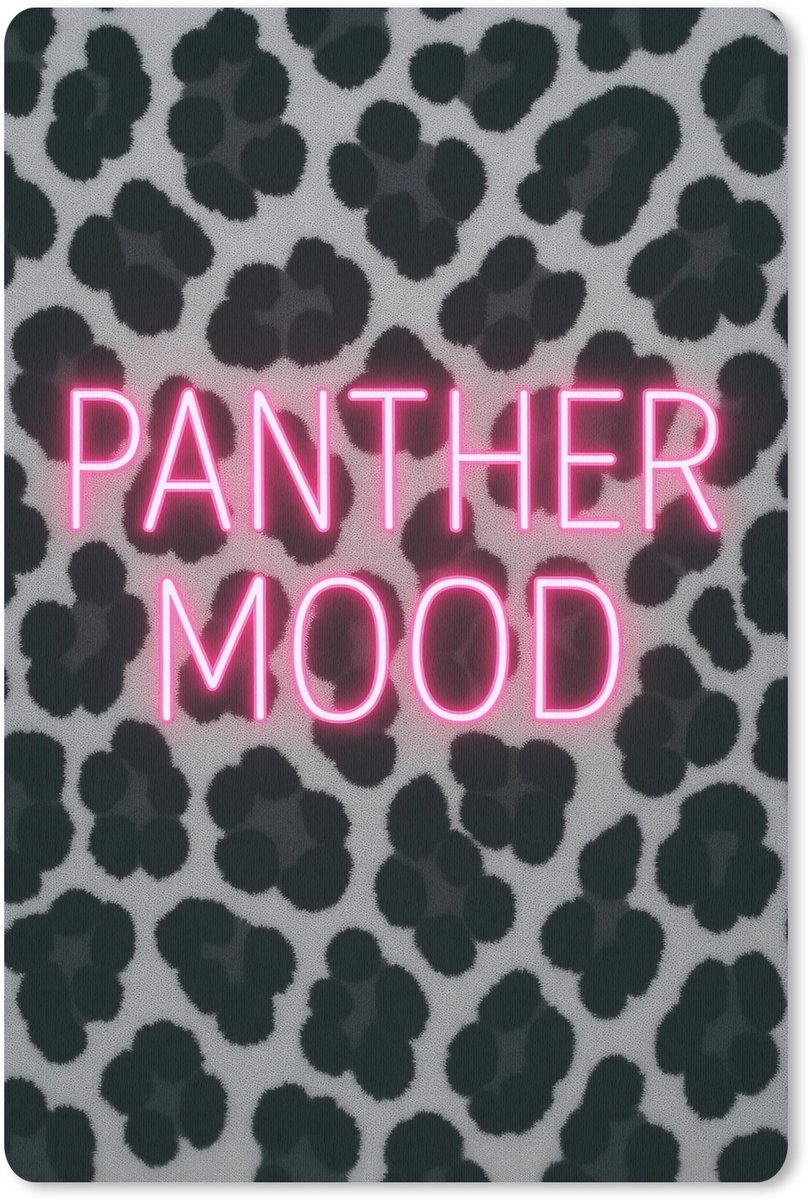 Muismat 18x27 cm - Mousepad Panterprint - Zwart - Neonletters - Roze - Muismatten