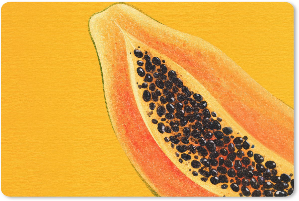 Muismat 27x18 cm - Mousepad Papaja - Oranje - Topisch - Muismatten