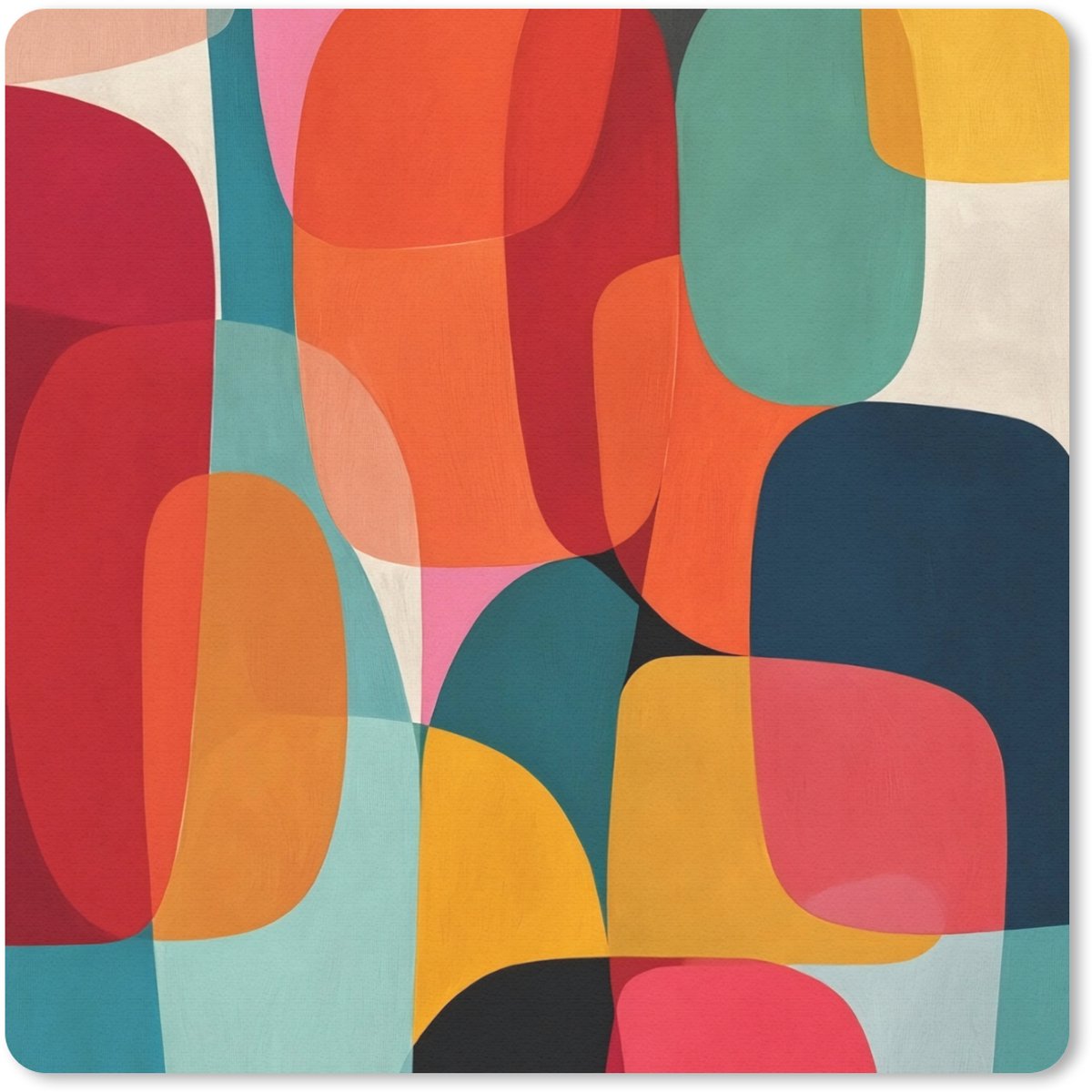 Muismat 20x20 cm - Mousepad Vormen - Kleurrijk - Abstract - Vlakken - Muismatten