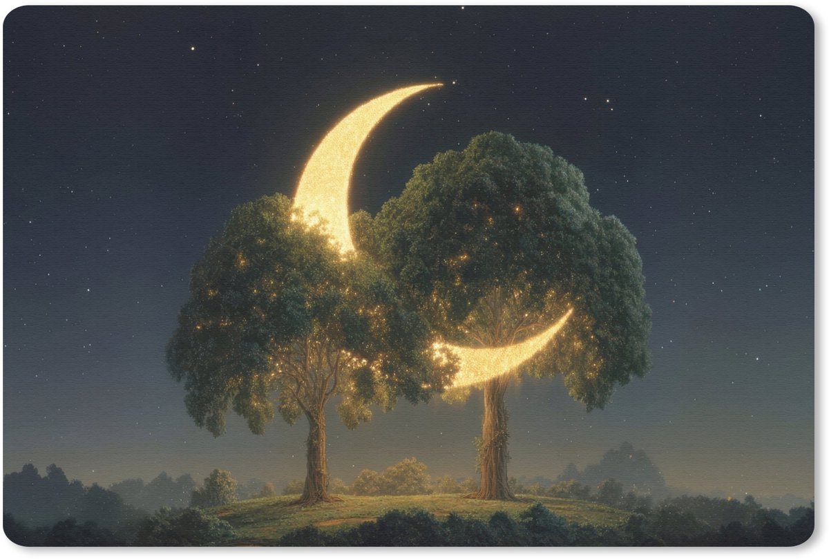 Muismat 27x18 cm - Mousepad Maan - Bomen - Rust - Muismatten