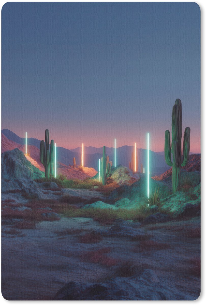 Muismat 18x27 cm - Mousepad Cactus - Lichtzuilen - Zonsondergang - Muismatten