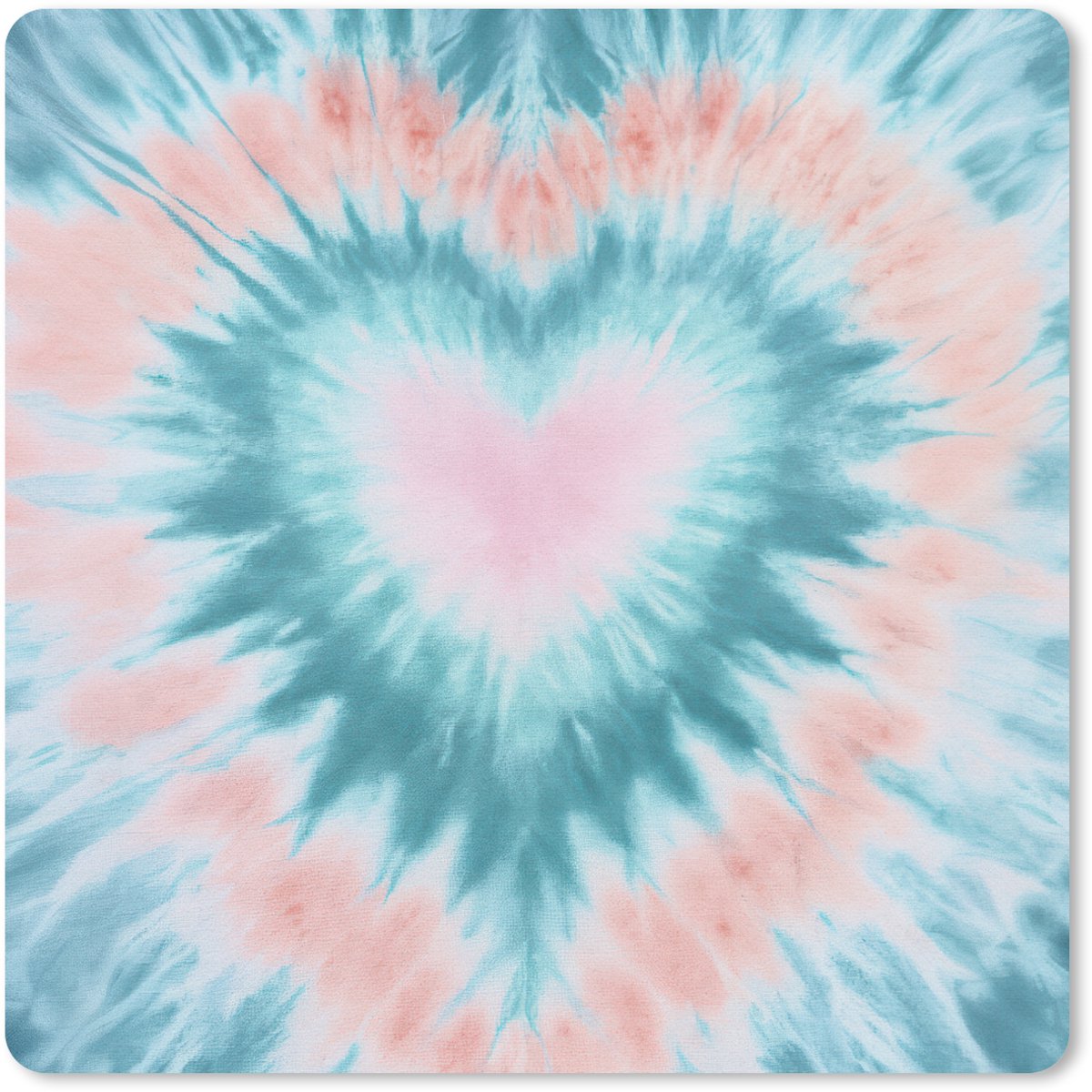 Muismat 30x30 cm - Mousepad Hartvormig - Tie dye - Pasteltinten - Lichtgroen - Muismatten