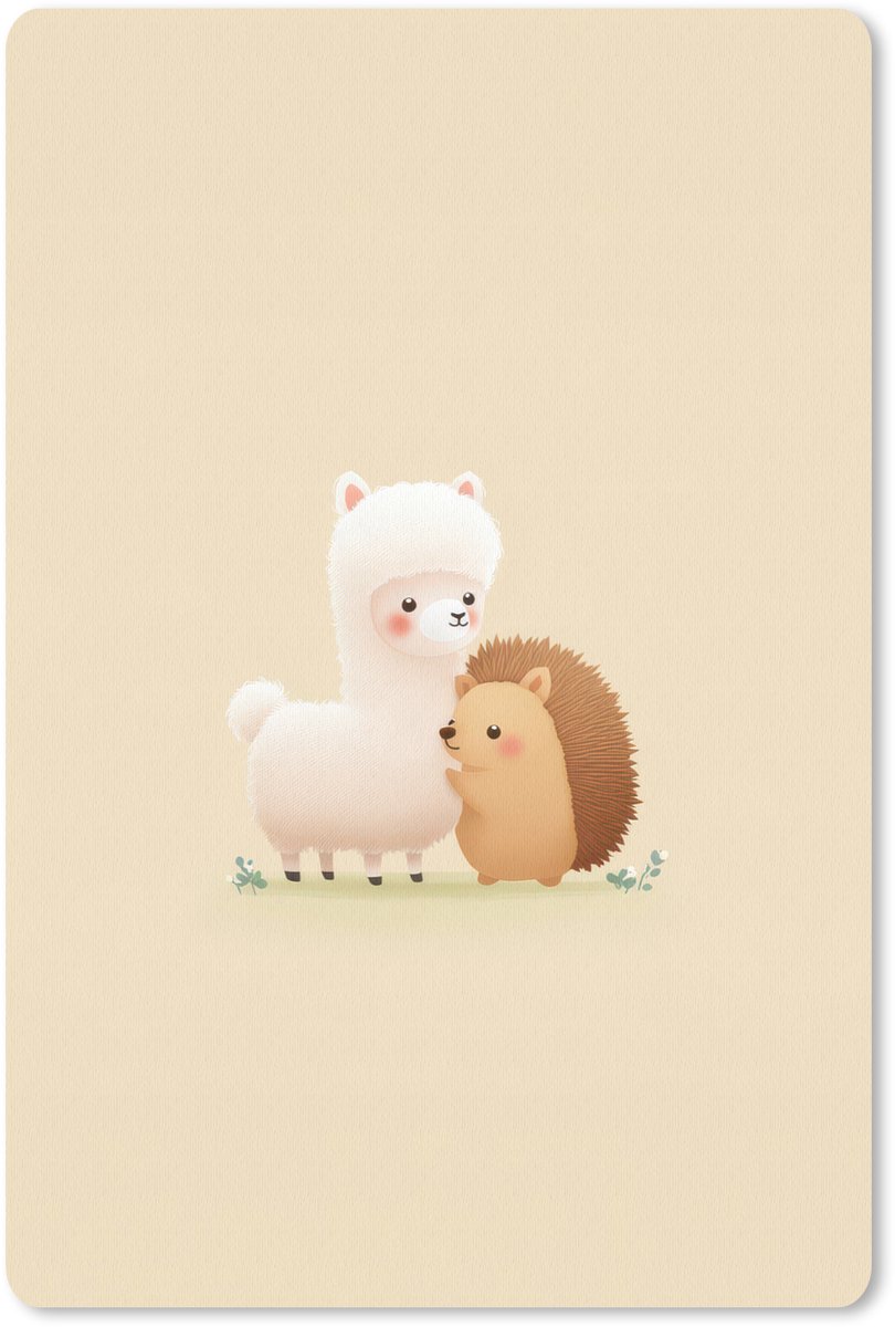 Muismat 18x27 cm - Mousepad Alpaca - Egel - Bruin - Knuffelen - Muismatten