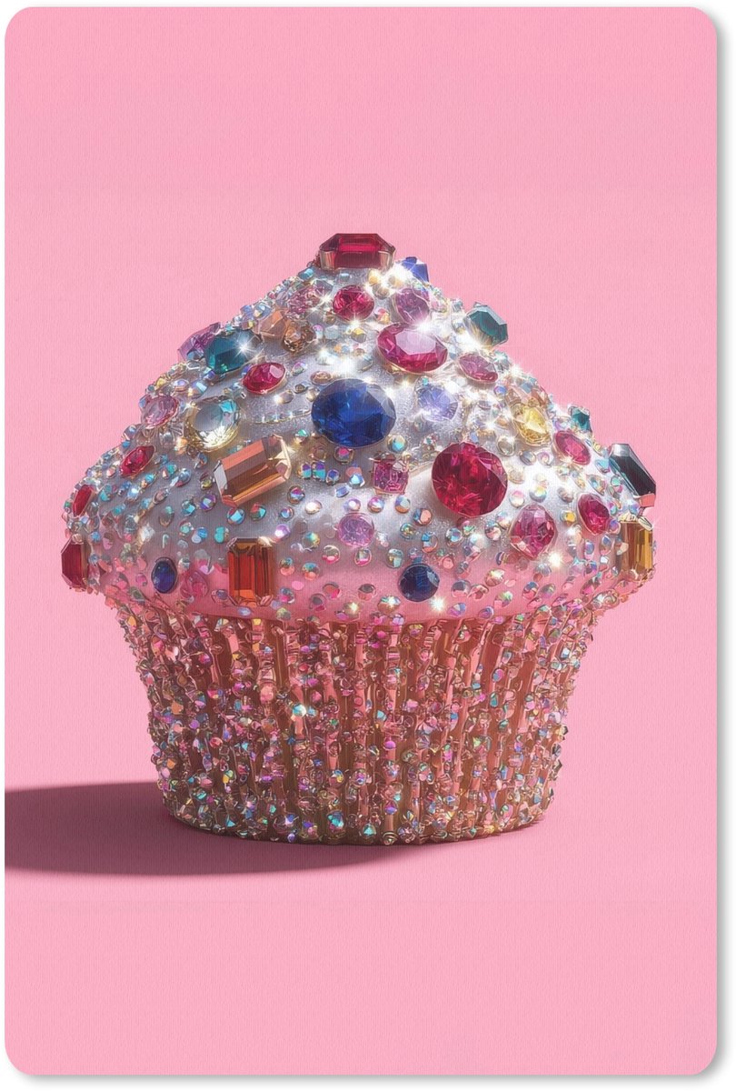 Muismat 18x27 cm - Mousepad Cupcake - Kleurrijk - Edelstenen - Muismatten