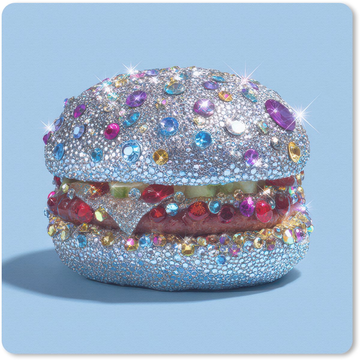 Muismat 30x30 cm - Mousepad Glitters - Hamburger - Blauw - Muismatten