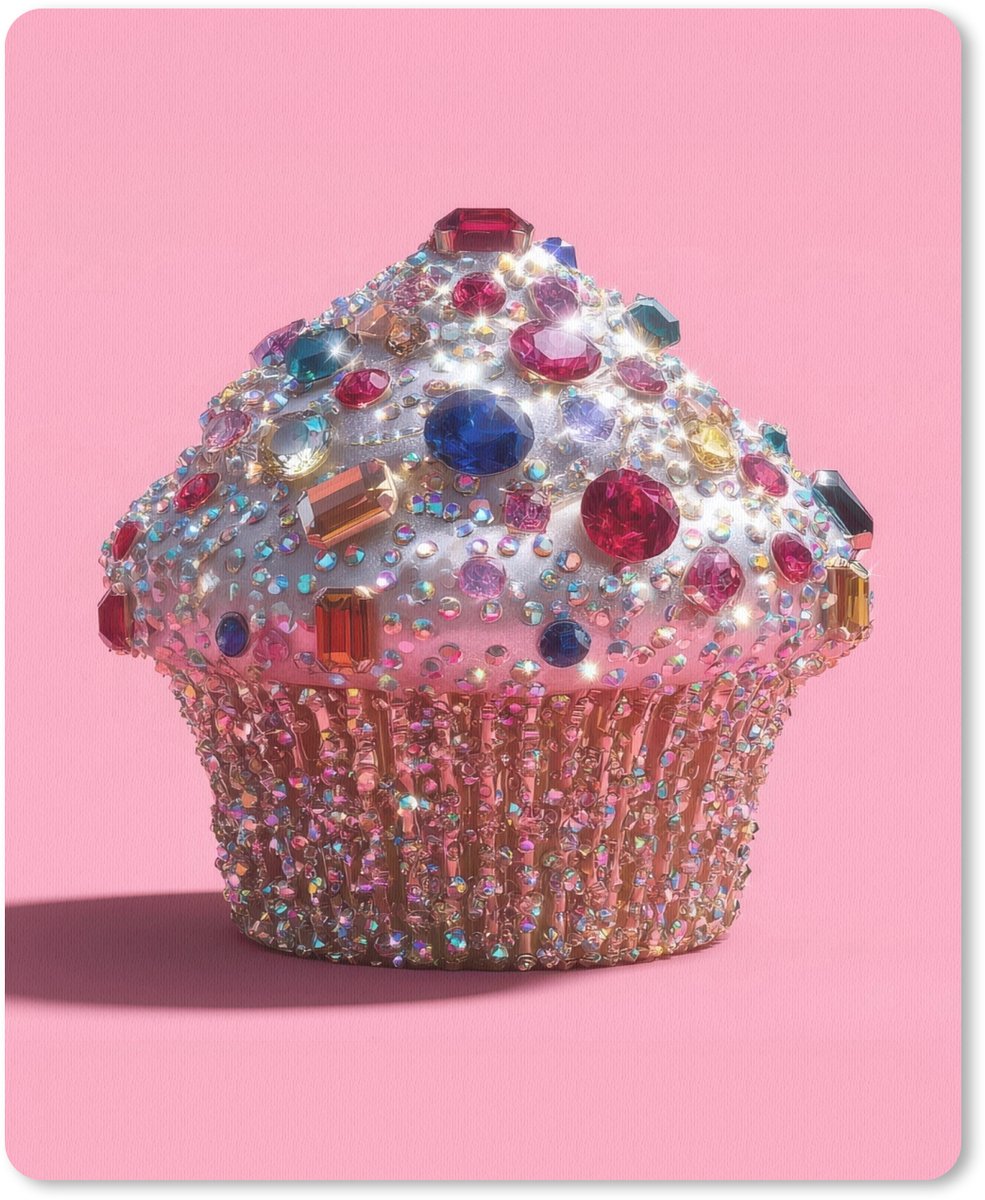 Muismat 19x23 cm - Mousepad Cupcake - Kleurrijk - Edelstenen - Muismatten