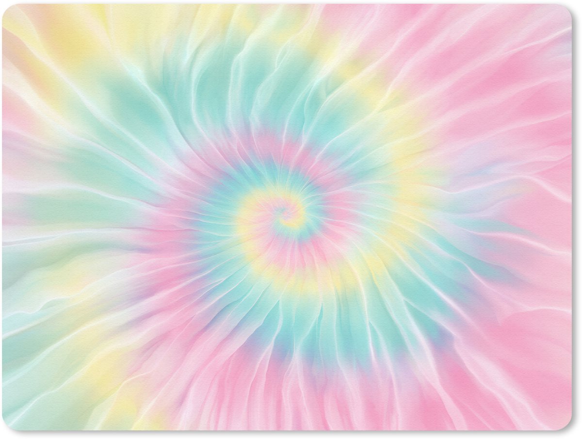 Muismat 23x19 cm - Mousepad Pasteltinten - Tie dye - Roze - Muismatten