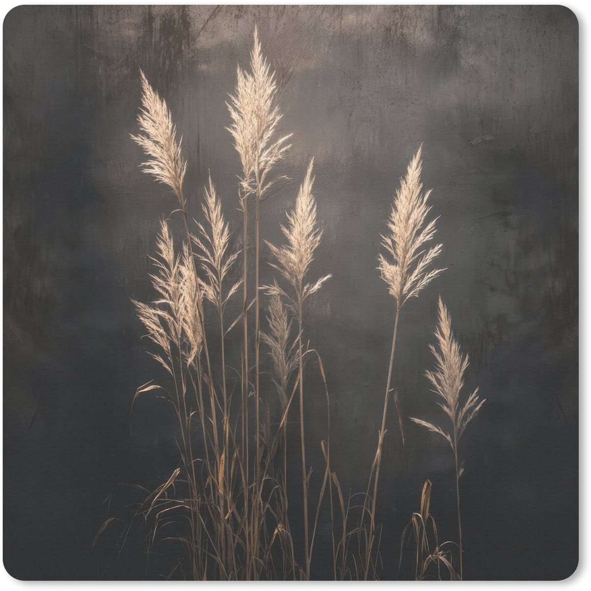 Muismat 30x30 cm - Mousepad Siergras - Pluimen - Verlichting - Zwart - Muismatten
