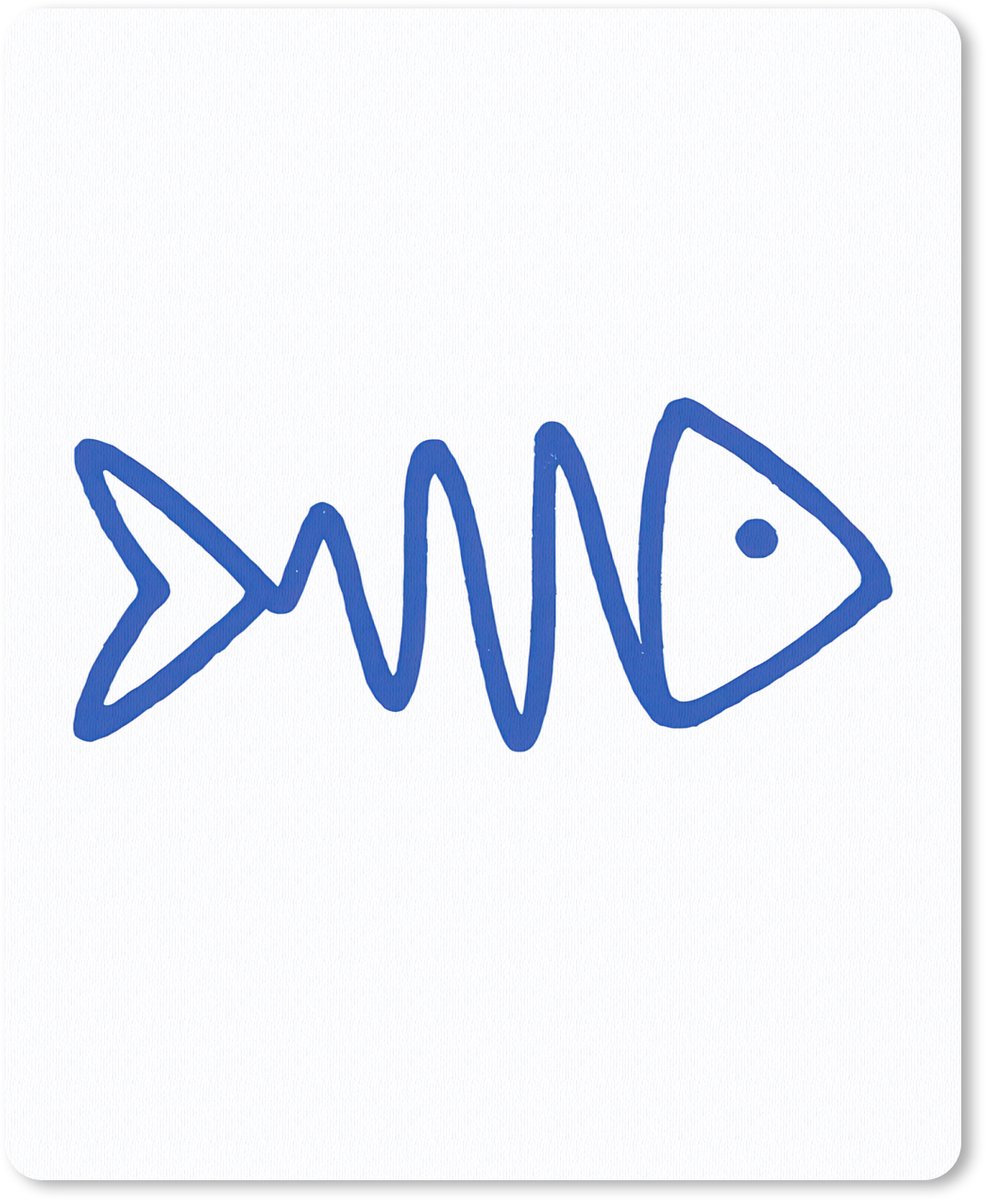 Muismat 19x23 cm - Mousepad Vis - Minimalistisch - Blauw - Lijn - Muismatten