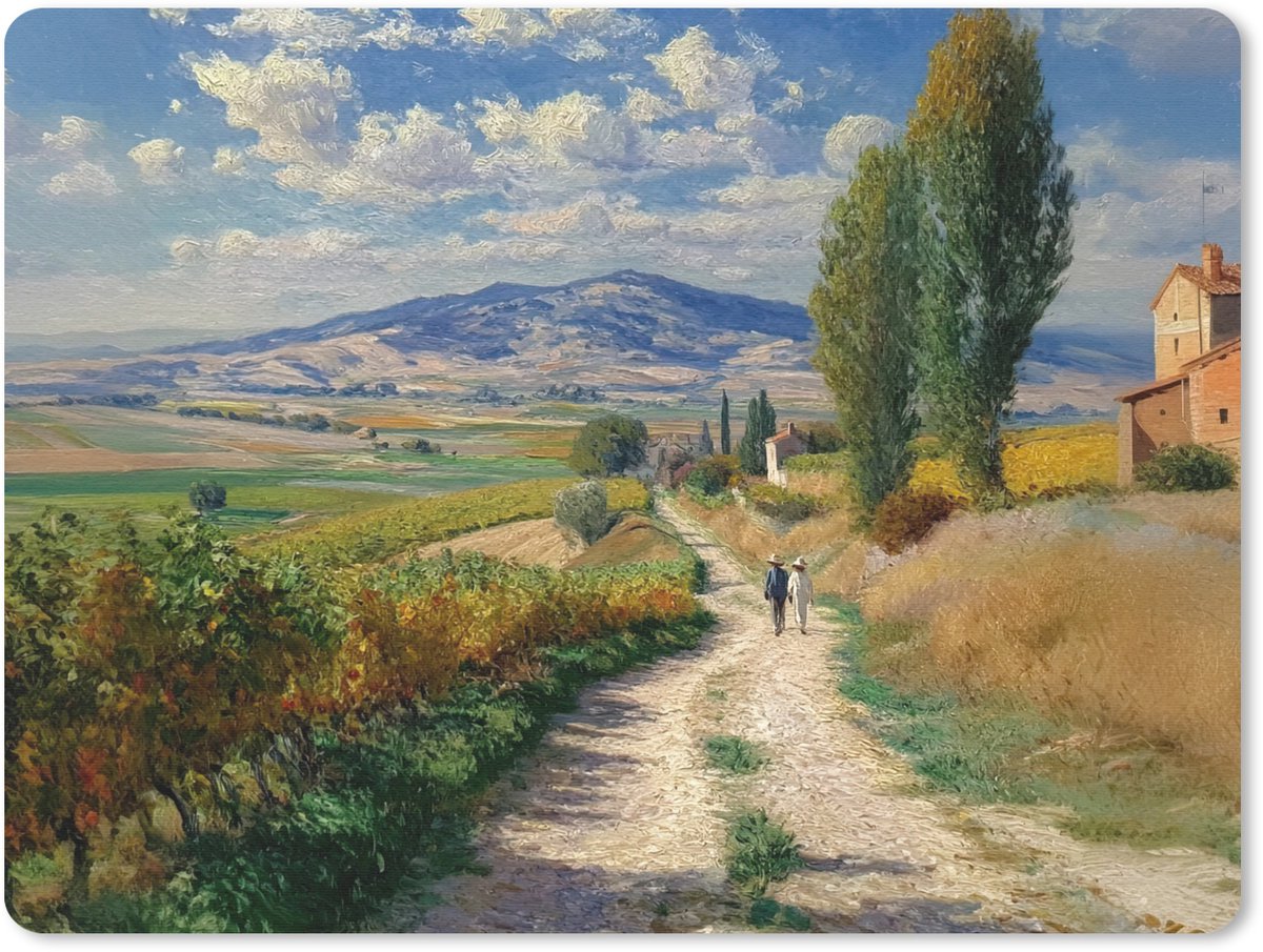 Muismat 23x19 cm - Mousepad Mensen - Wandelen - Zandpad - Velden - Muismatten