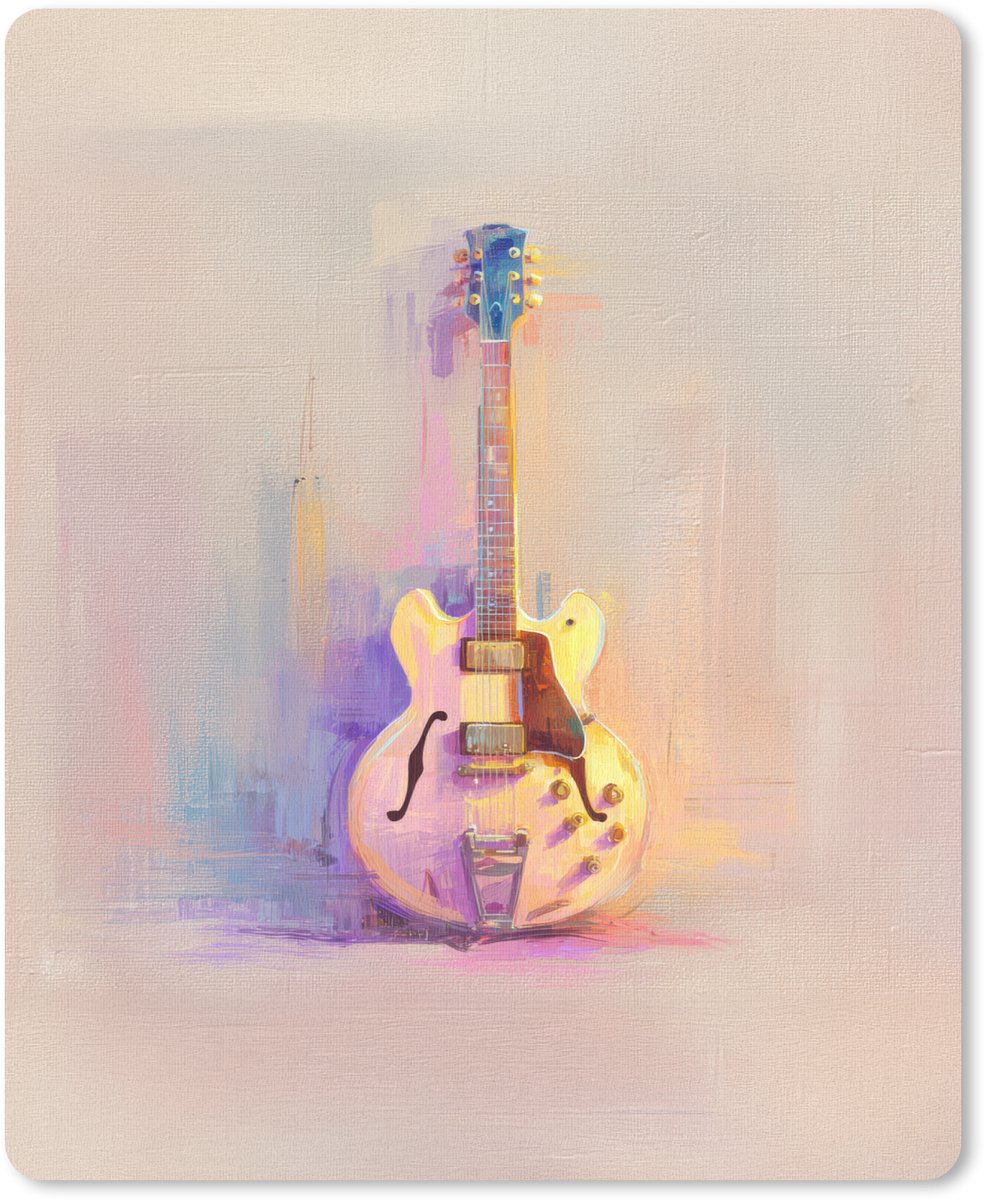 Muismat 19x23 cm - Mousepad Gitaar - Pastel - Schilderachtig - Muismatten