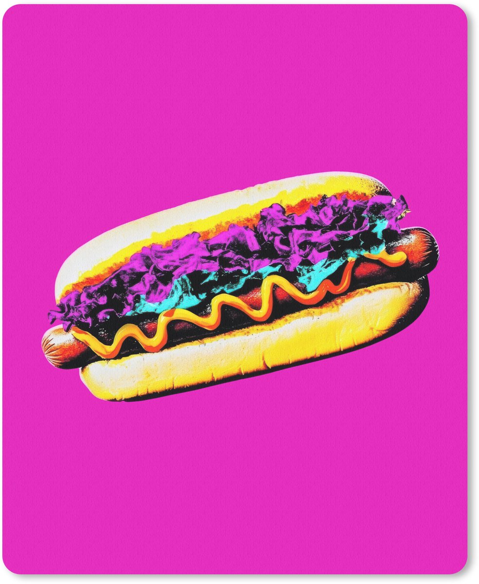 Muismat 19x23 cm - Mousepad Hotdog - Roze - Retro - Muismatten