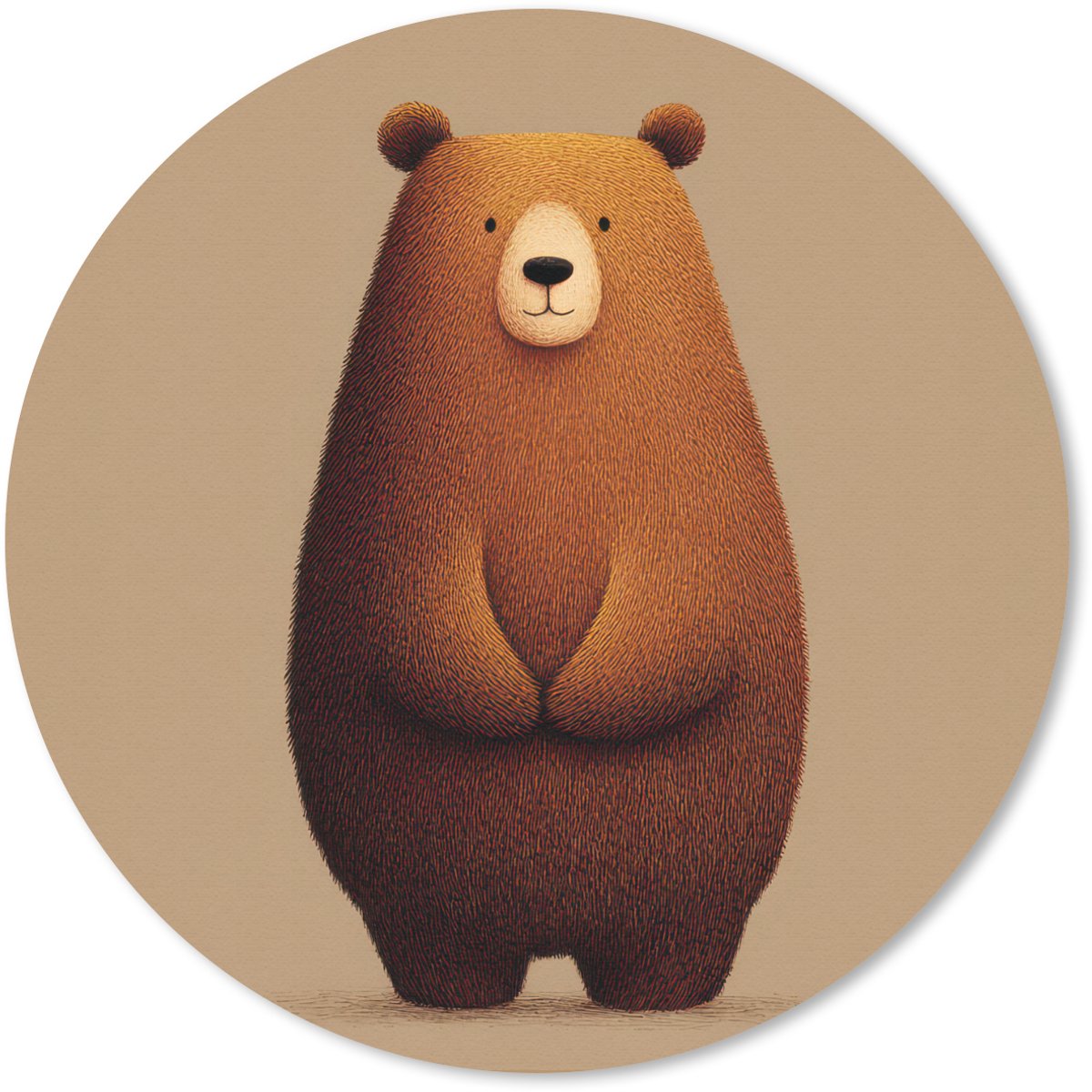 Muismat rond 30x30 cm - Mousepad Beer - Minimalistisch - Bruin - Ronde muismatten