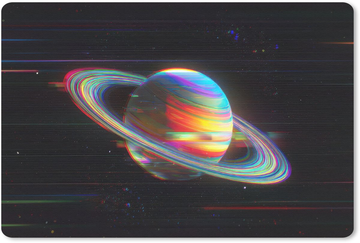 Muismat 27x18 cm - Mousepad Planeet - Cirkel - Kleurrijk - Muismatten