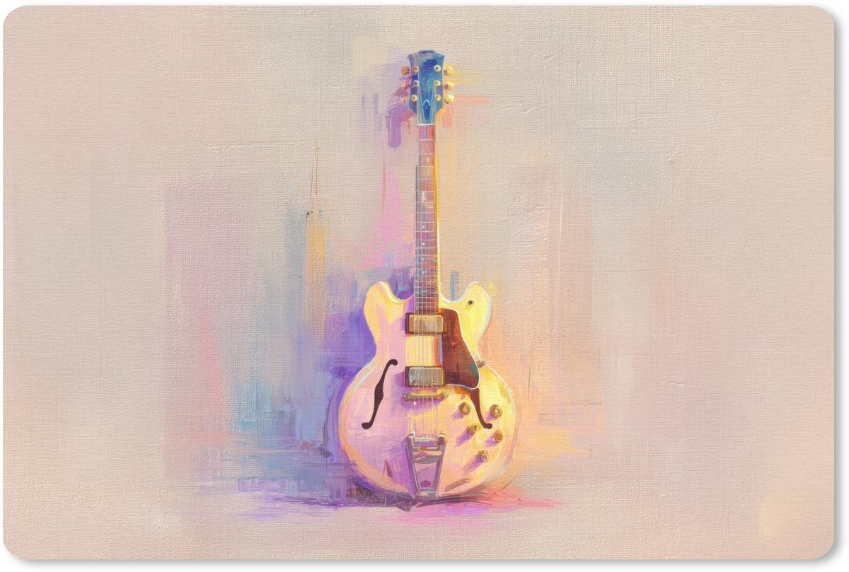 Muismat 27x18 cm - Mousepad Gitaar - Pastel - Schilderachtig - Muismatten