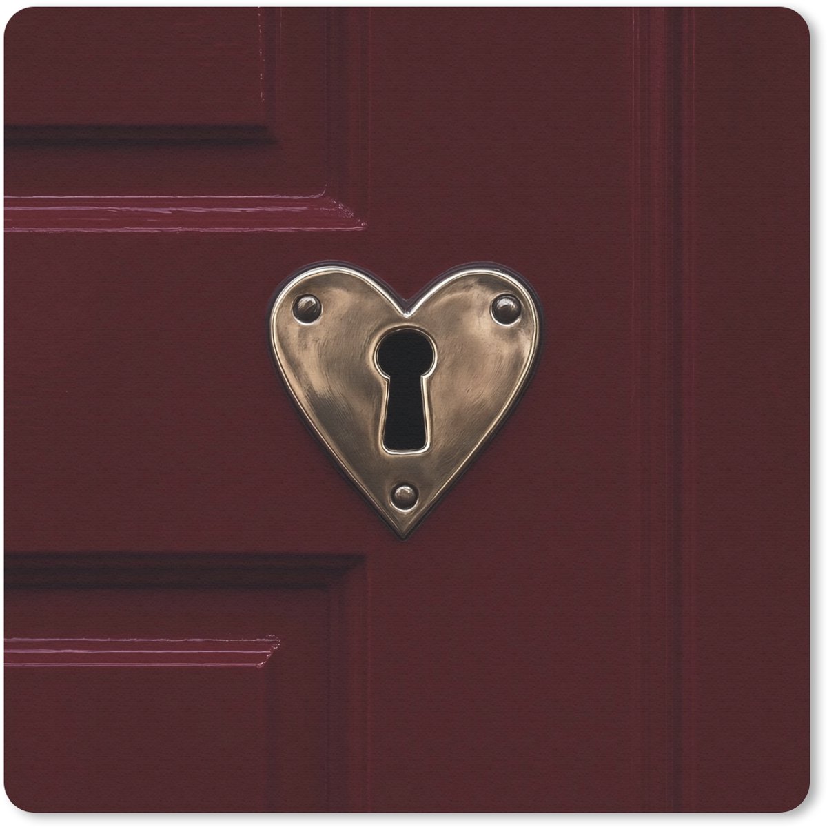 Muismat 20x20 cm - Mousepad Bordeaux - Sleutelplaat - Hout - Deur - Muismatten