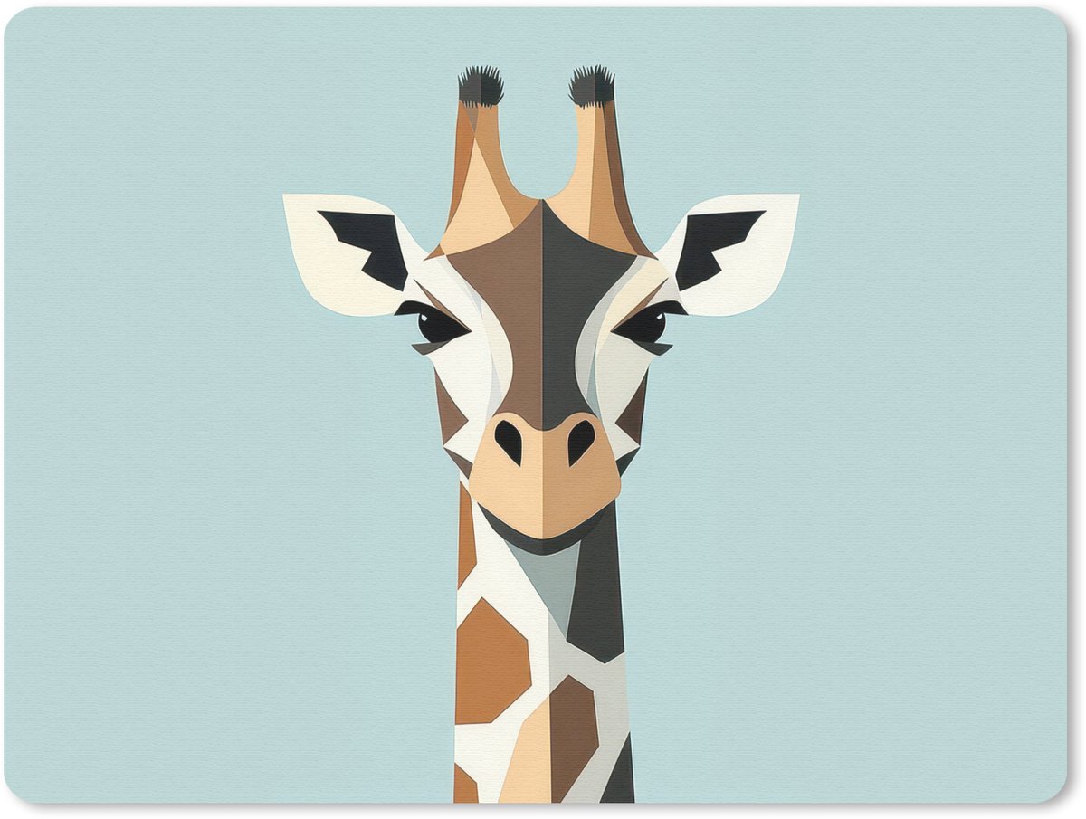 Muismat 23x19 cm - Mousepad Giraffe - Illustratie - Bruin - Minimalistisch - Muismatten