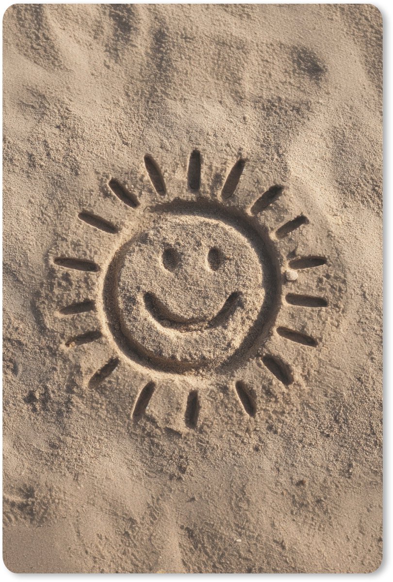 Muismat 18x27 cm - Mousepad Gezichtje - Zon - Zand - Getekend - Muismatten