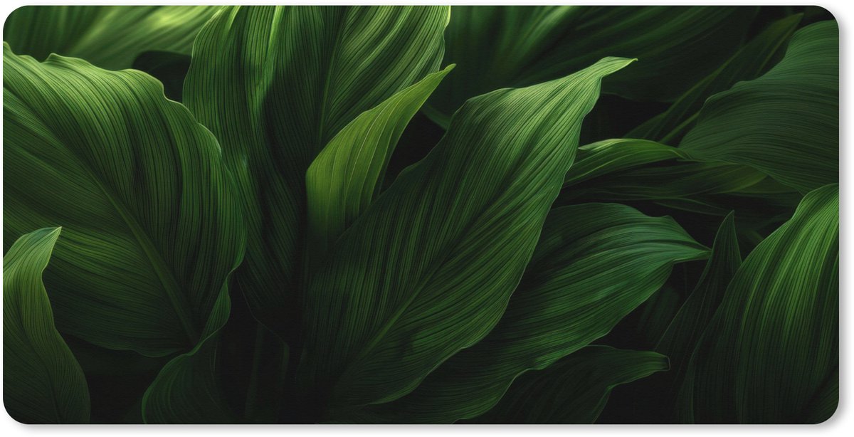 Muismat XXL 120x60 cm - Bureau onderlegger - Bureau mat Bladeren - Schaduw - Groen - Textuur - Bureaumat - Gaming mousepad xl - Bureaulegger groot - Computer deskmat