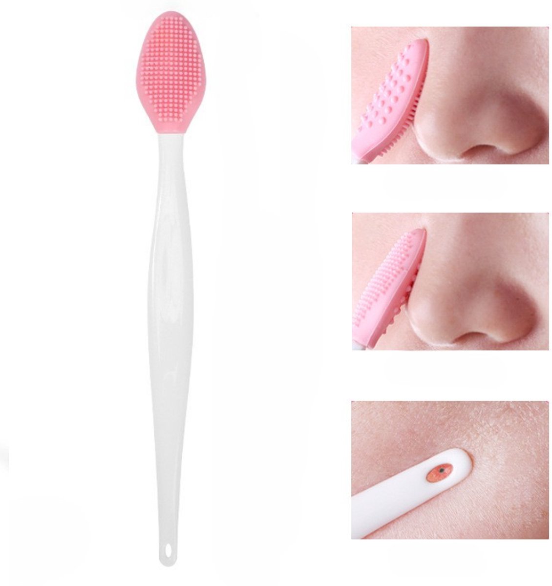 Siliconen reinigingsborstel – Neusreiniger - Massager brush - gezichtsborstel blackhead remover - Verwijderingsborstels -Roze -LOUZIR